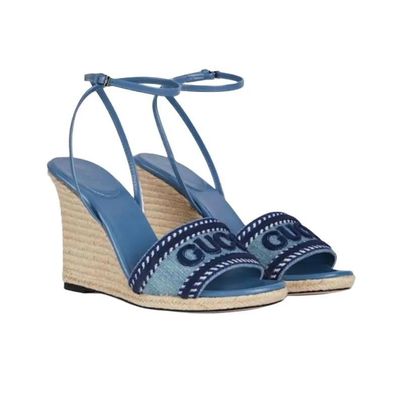 GUCCI 2025 Early Spring Collection One Strap Sandals Women's Blue-2