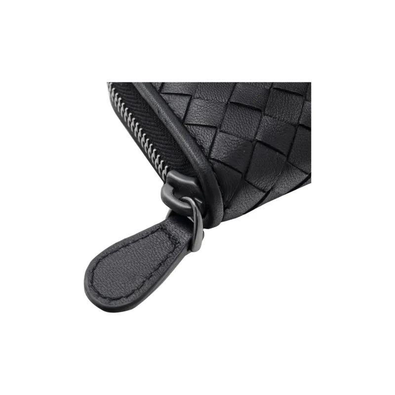 Bottega Veneta Cow Leather Coin Purse Unisex Black-4