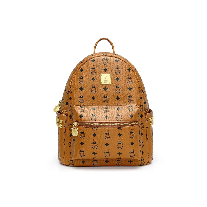 Disney Winnie The Pooh Series PU Backpack Large Size Women's Tan/Pink/White/Black-1