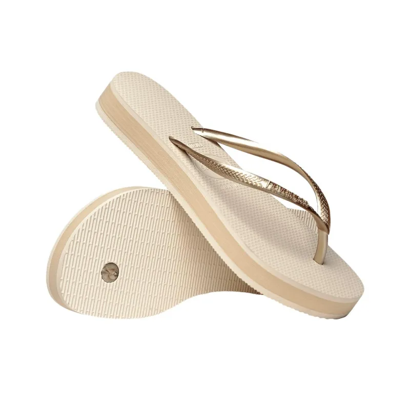 Havaianas Rubber Sole Quick Dry Flip Flops Women's Beige-5
