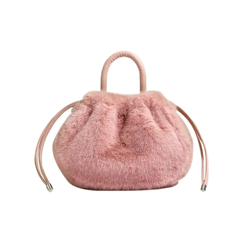 Yalu Plush Shoulder Bag, Crossbody Bag, Handbag Women's Black/Apricot/Pink/Camel/White-5