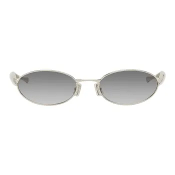 Bottega Veneta Metal Oval Sunglasses Women's Silver