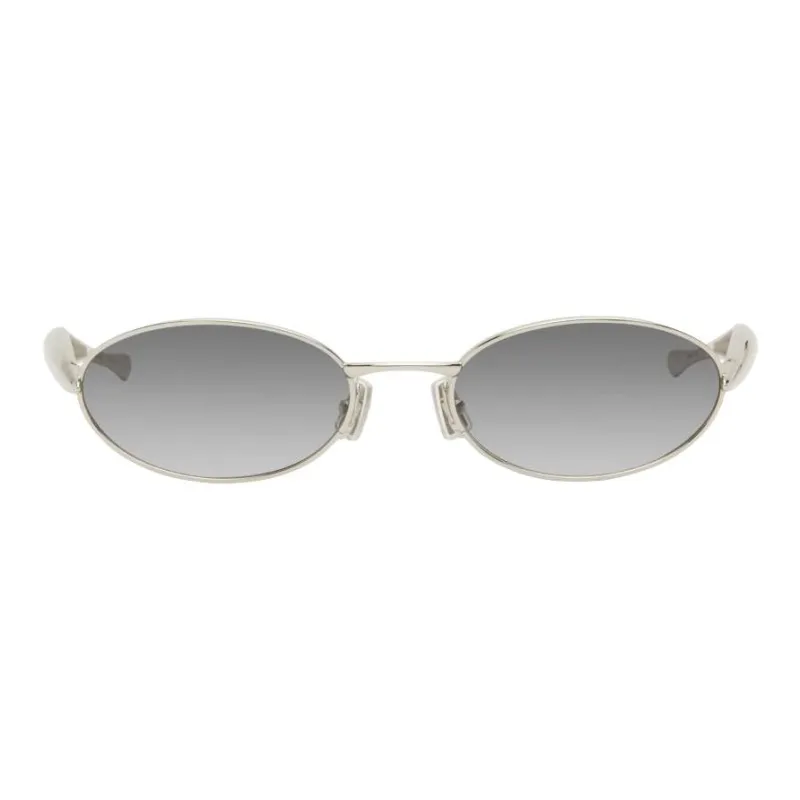 Bottega Veneta Metal Oval Sunglasses Women's Silver-0