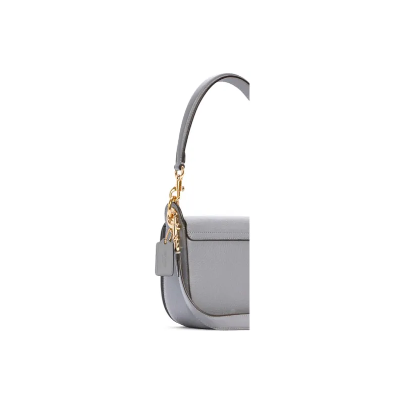 COACH Kleo Leather Saddle Bag Portable Crossbody Bag Shoulder Bag Small Size Women's Blue Gray-4