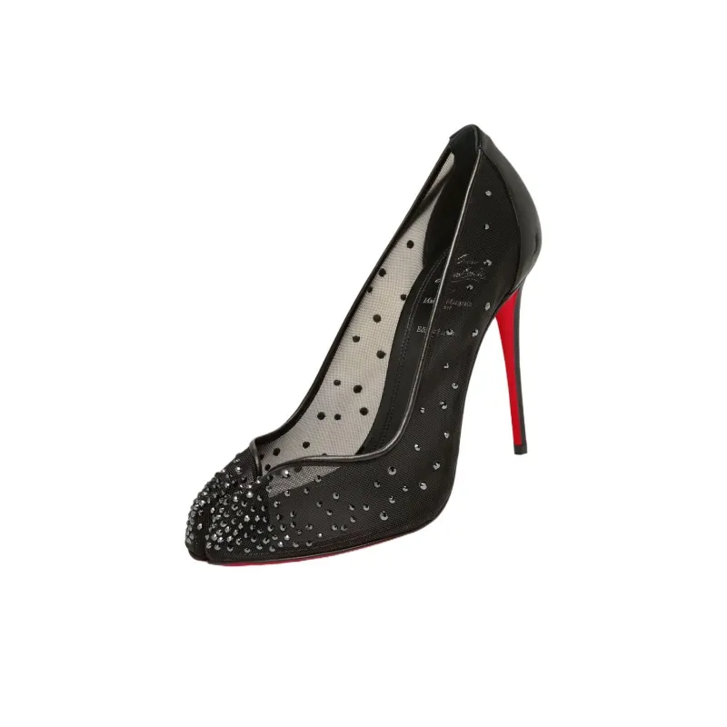 Christian Louboutin x Maison Margiela Tabi Bridiela Una Strass Slim Heel High Heels 10cm Women's Black-2