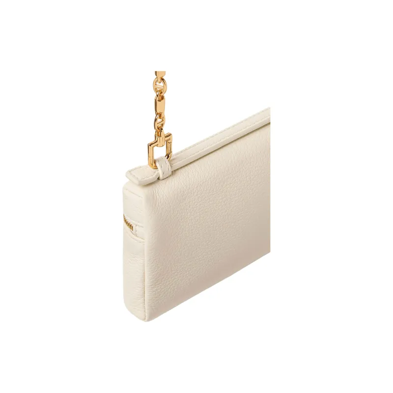 Loro Piana ExtraPocket Calfskin One Shoulder Handbag Clutch Mini Women's Whisper White & Sun Gold-4