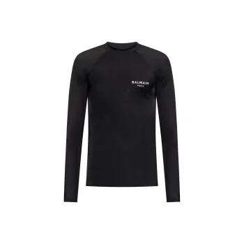 BALMAIN Long Sleeved Logo Printed Swim Top
