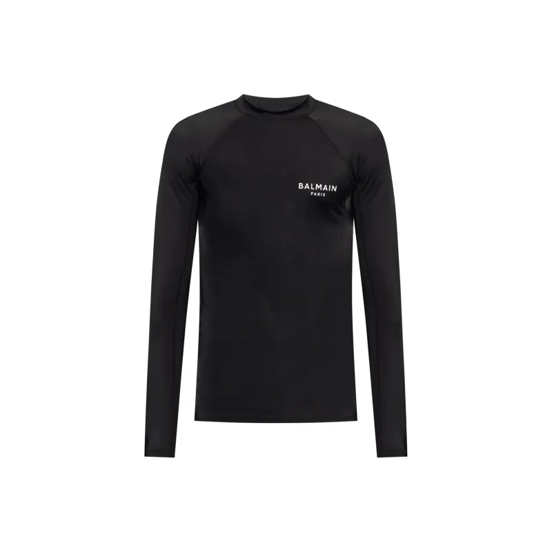 BALMAIN Long Sleeved Logo Printed Swim Top-0