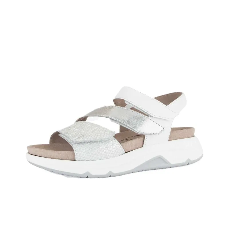 Gabor Rollingsoft Beach Sandals Women's White Silver-2