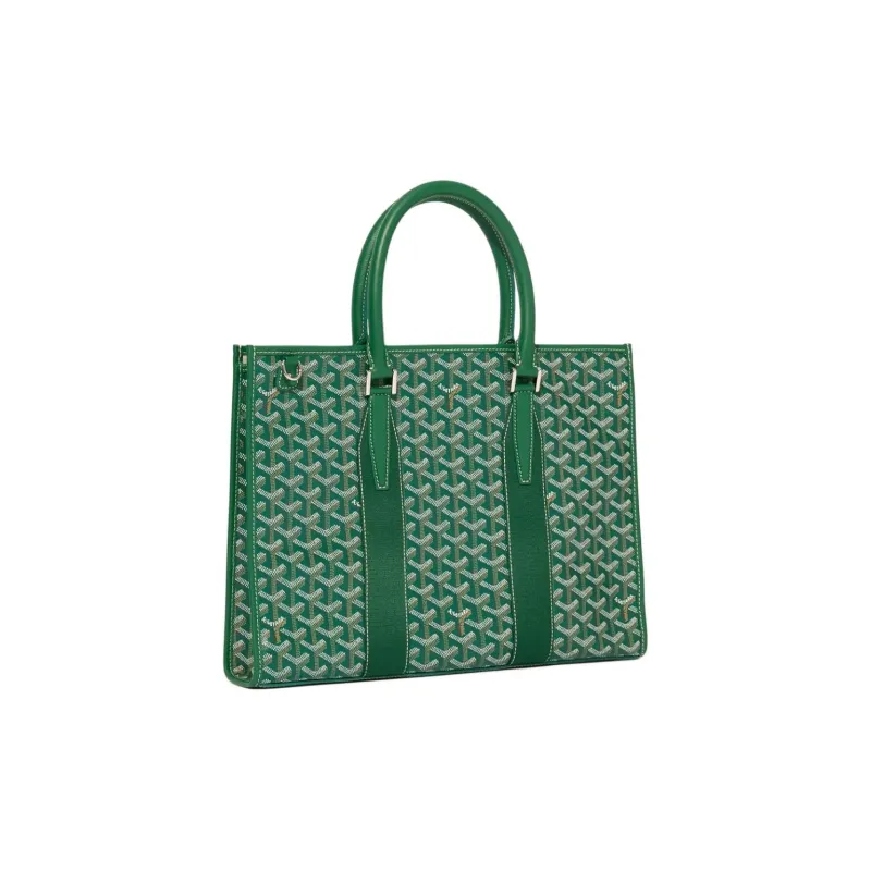 GOYARD Goyardine Canvas With Chevrons Calfskin One Shoulder Crossbody Portable Briefcase Unisex Green-1