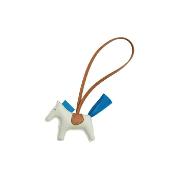 HERMES Rodeo Milo Lambskin Sheepskin Bag Accessory Trumpets Women's Bubble Green & Zanzibar Blue & Gold