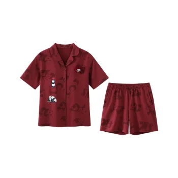 JINGYUN Pajama Set Unisex Burgundy