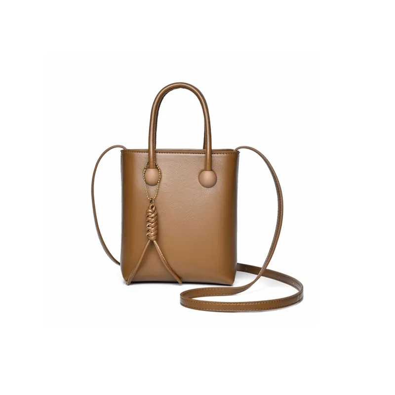 Versman PU Bucket Bag, Shoulder Bag, Handbag Women's Tea Brown/Chocolate/Beige-5
