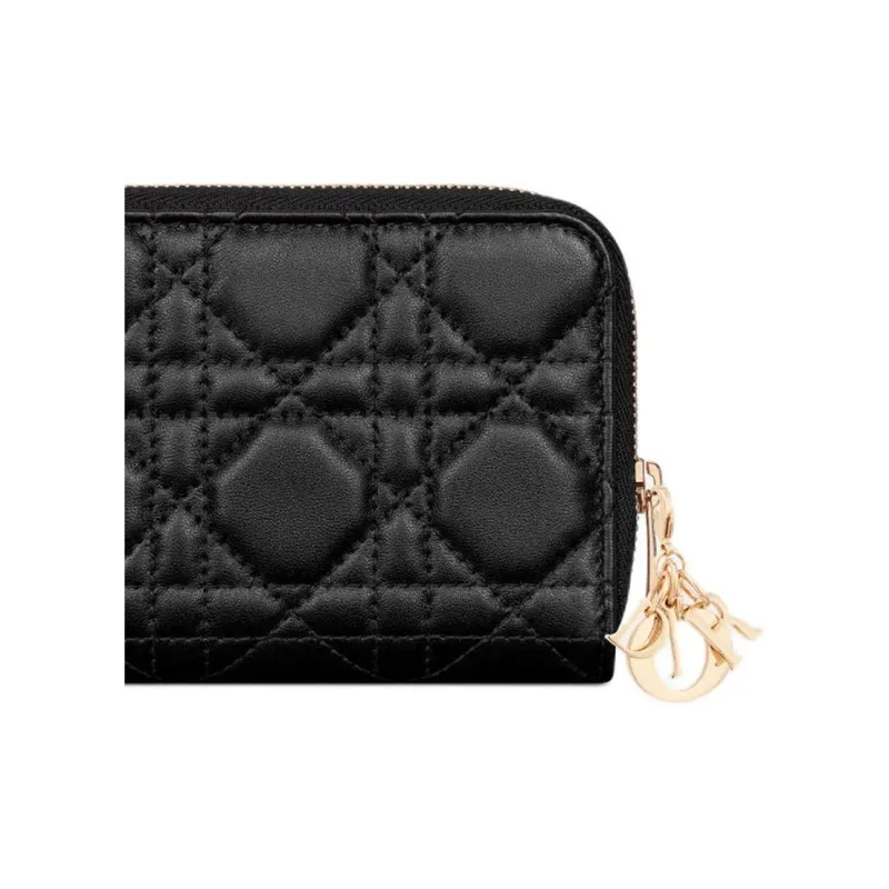 DIOR Lady Dior Lambskin Wallet Women's Black-5