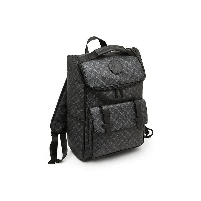 Old Man's Head Synthetic Leather Backpack Regular Men's Black-1