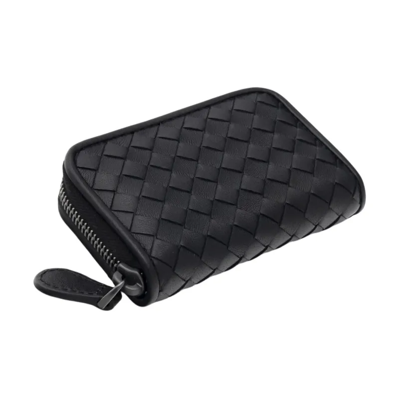 Bottega Veneta Cow Leather Coin Purse Unisex Black-1