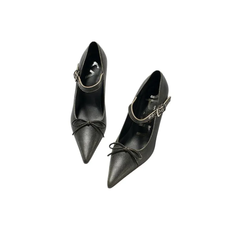 Open Yy Chunky Heel High Heels Women's Charcoal Gray-3