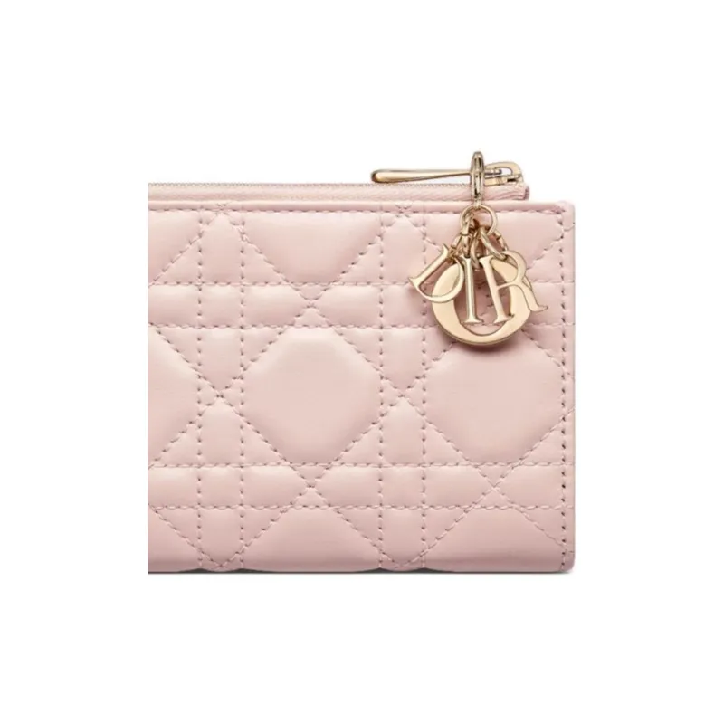 DIOR Lady DiorDahlia Lambskin Wallet Women's Pink-5