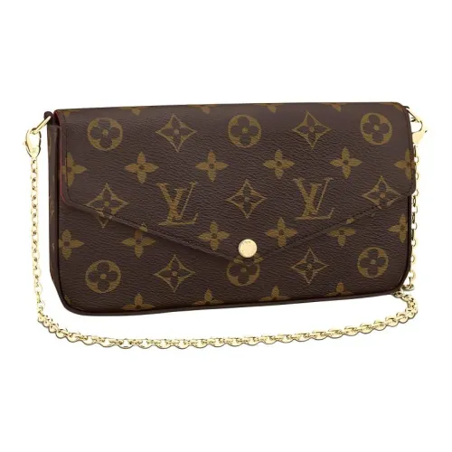 LOUIS VUITTON Women's Felicie Pochette Monogram Chain Shoulder Bag Brown