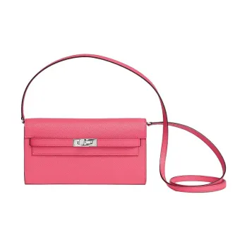 HERMES Kelly To Go Epsom Calfskin Portable Shoulder Bag Crossbody Bag Wallet Women's 8W Rose Azalee New Lipstick Powder