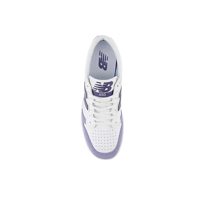 New Balance NB 480 Anti Slip Wear Resistant Low Top Skateboard Shoes Unisex White Purple-2