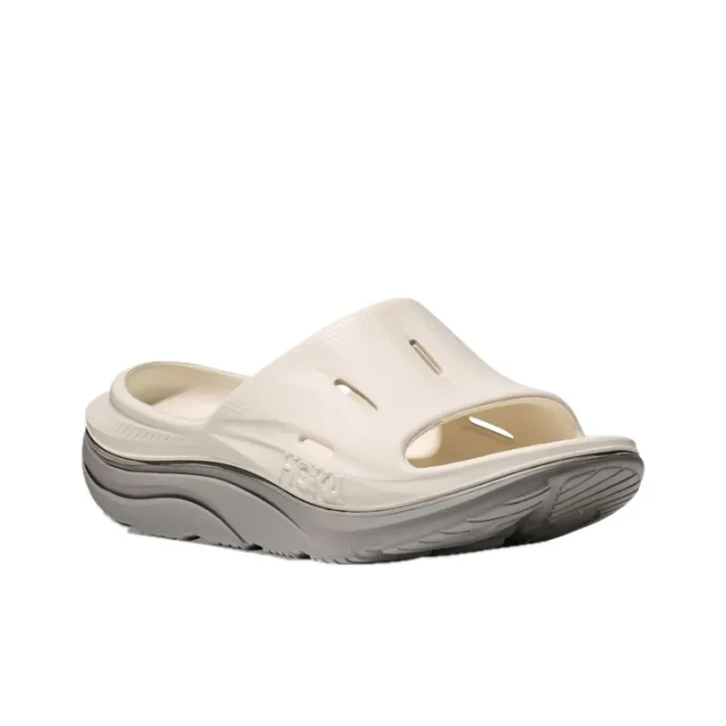 HOKA ONE ONE Ora Recovery Slide 3 Odor Resistant Slide Slippers Unisex White Gray-2