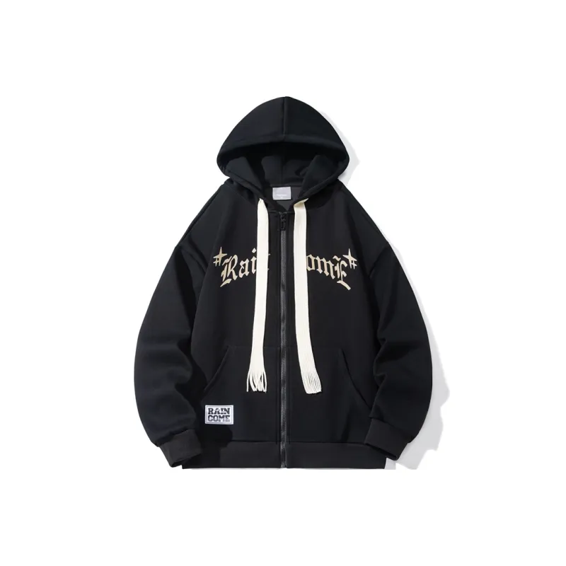 RAINCOME Hooded Loose Fit Cardigan Sweatshirt Spring And Autumn Unisex-0