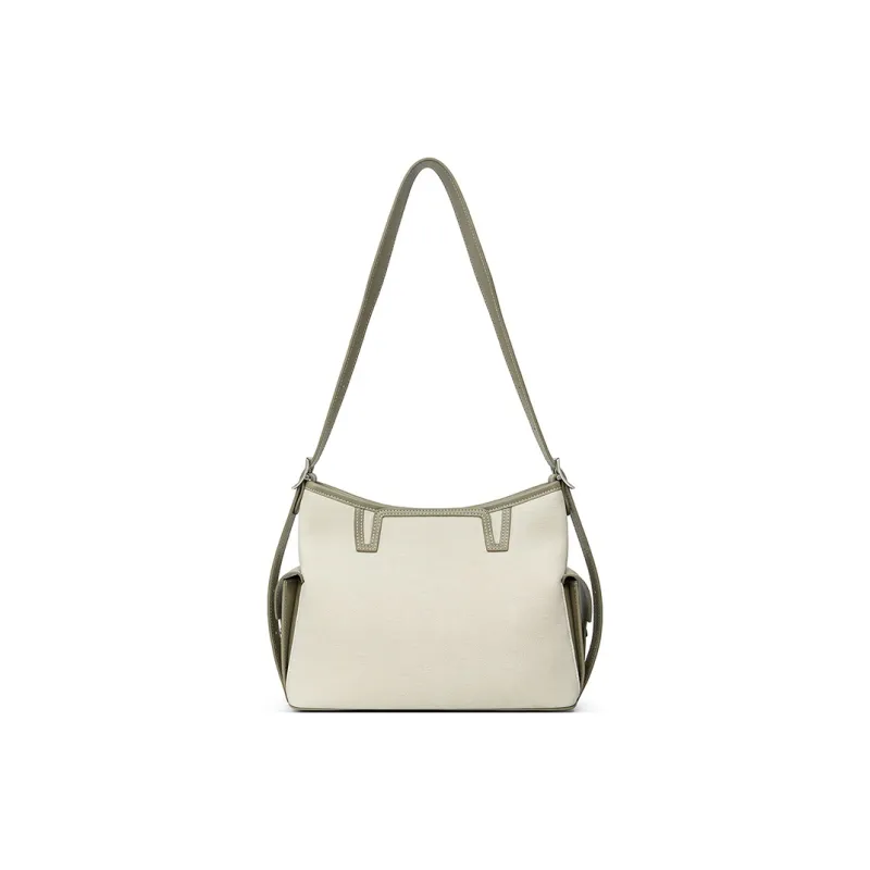 Teenmix Cow Leather With Synthetic Leather Shoulder Bag Women's Ecru & Black/Ecru & Light Green/Ecru & Khaki-10