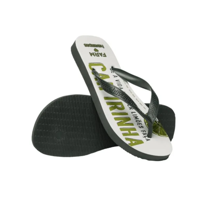 FARM RIO x Havaianas Rubber Sole Abrasion Resistant Flip Flops Women's Olive Green-4
