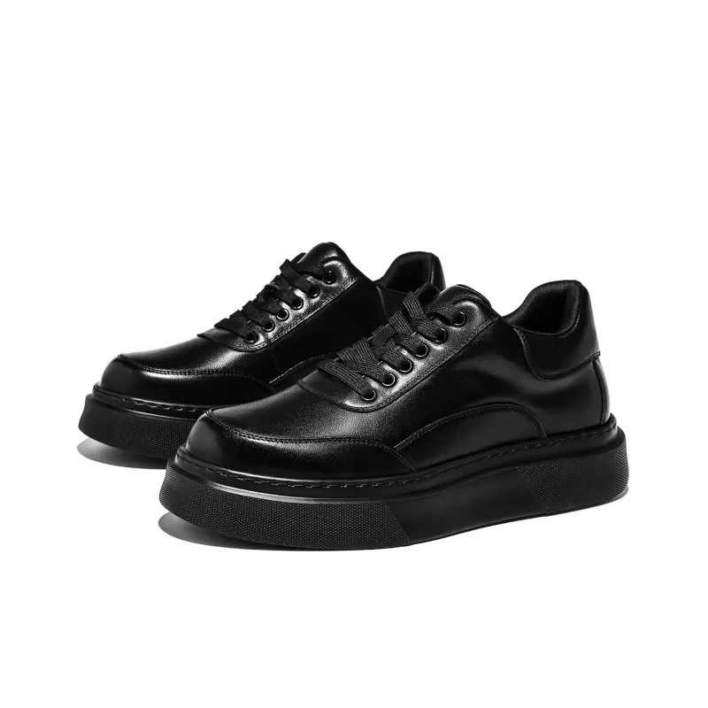 CHINT Cushioning Abrasion Resistant Lightweight Height Increasing Mat Low Top Skateboard Shoes Men's Black-2