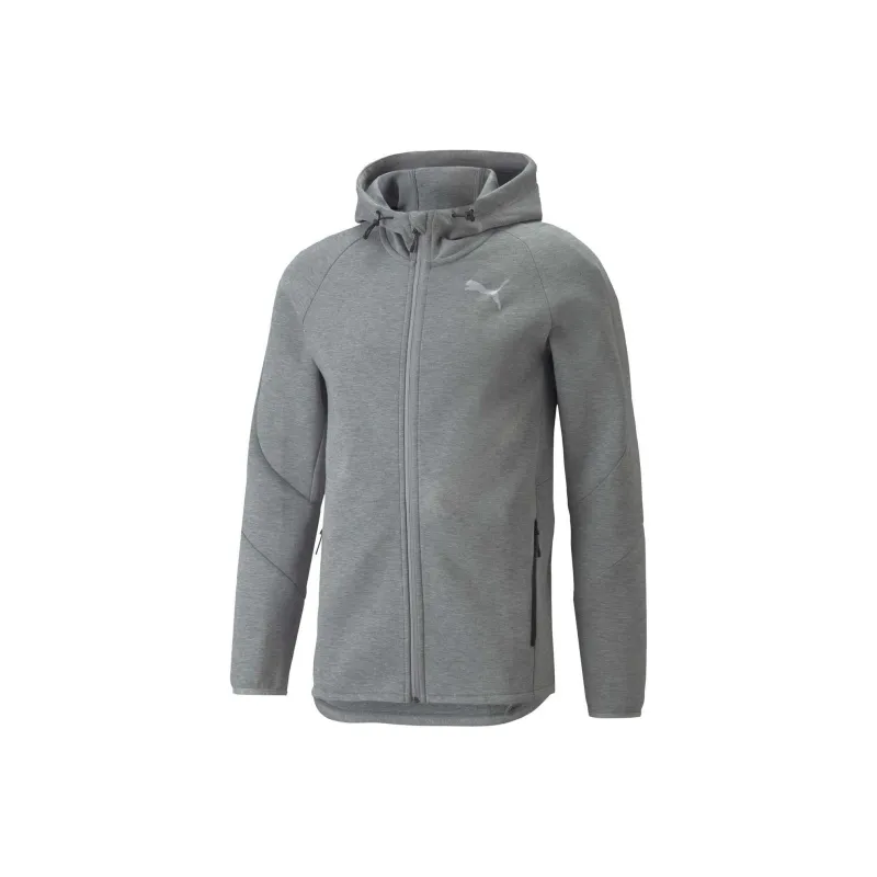PUMA EVOSTRIPE FULL ZIP HOODIE MEDIUM GRAY HE Sweatshirt Men's Gray-0