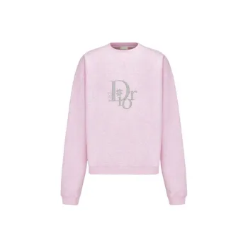 DIOR X ERL SS23 Oversized Sweatshirt Heathered Pink Cotton Fleece