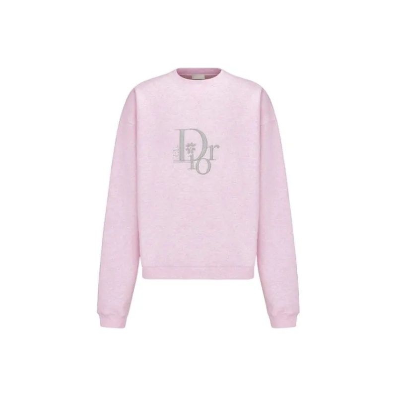 DIOR X ERL SS23 Oversized Sweatshirt Heathered Pink Cotton Fleece-0