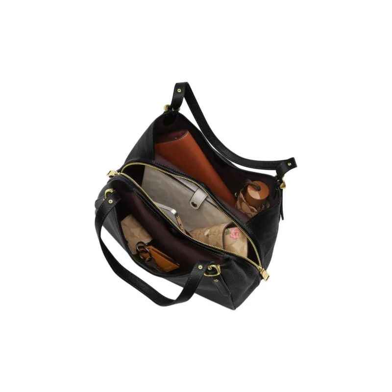 COACH Leather Handbag, Shoulder Bag Tubas Women's Black-3