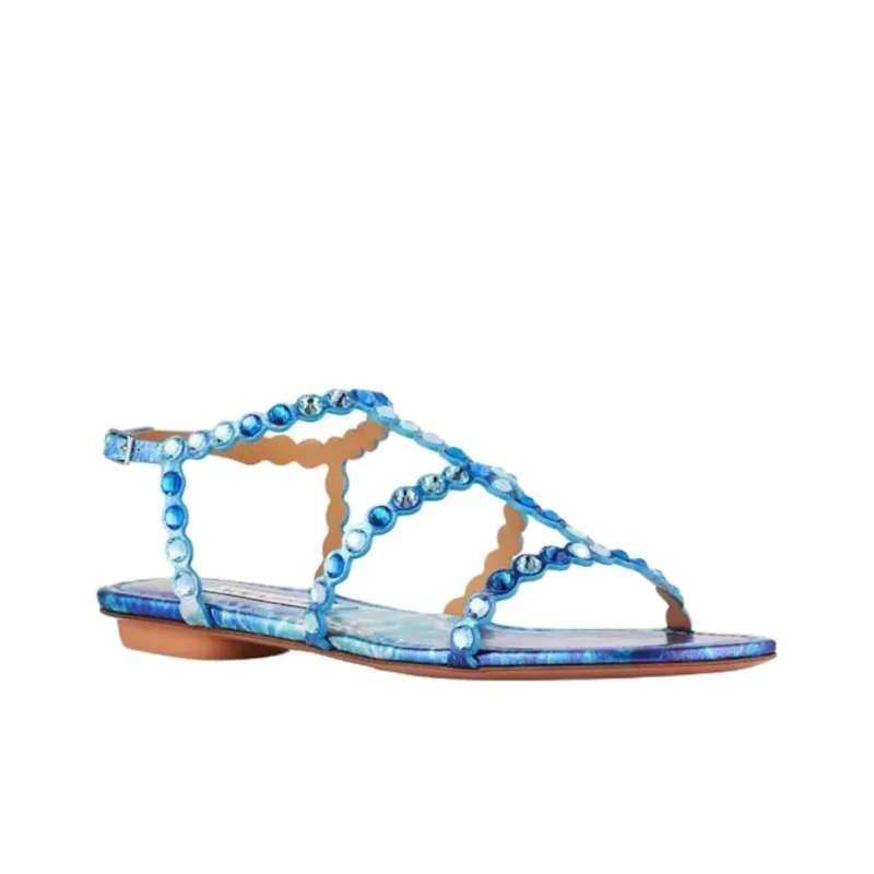 AQUAZZURA Tequila Roman Sandals Women's Blue-2