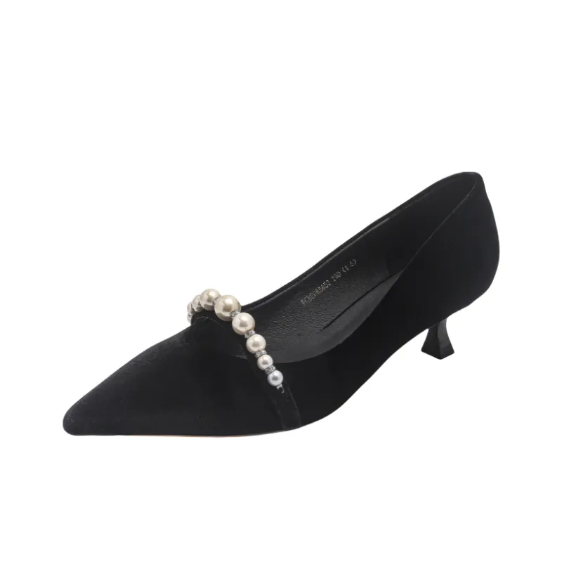 BAFFN Flared Heel High Heels Women's Black-0