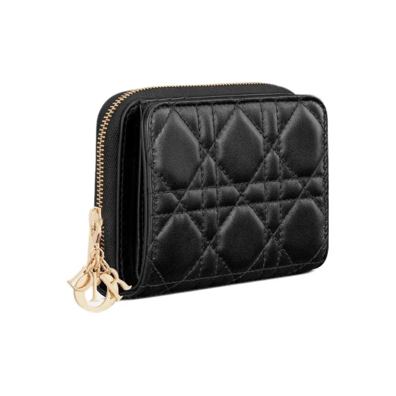 DIOR Lady Dior Lambskin Wallet Women's Black-1