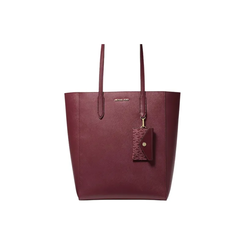 MICHAEL KORS Cow Leather Tote Bag, Shopping Bag, Shoulder Bag, Handbag Tubas Women's Burgundy-4