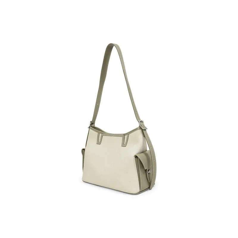 Teenmix Cow Leather With Synthetic Leather Shoulder Bag Women's Ecru & Black/Ecru & Light Green/Ecru & Khaki-11