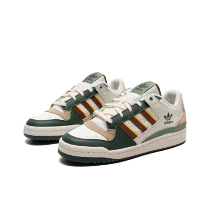 Adidas Originals FORUM Anti Slip Wear Resistant Low Top Skateboard Shoes Unisex White Green Brown-2