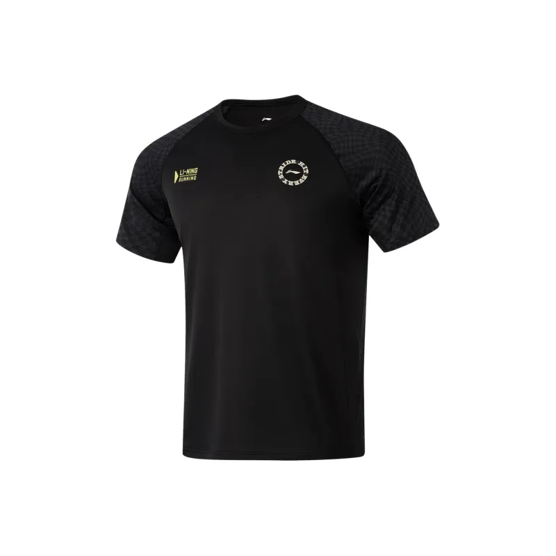 LiNing Running Collection T Shirt Men's Black With Full Sole Print-0