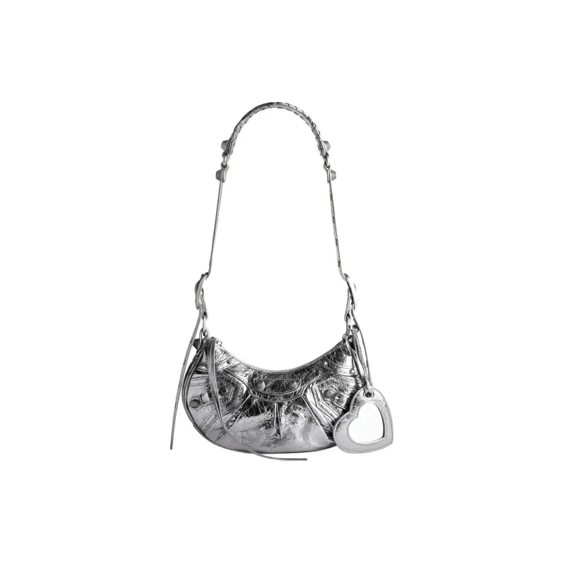 Balenciaga Le Cagole Shoulder Bag Xs Metallized Silver-0