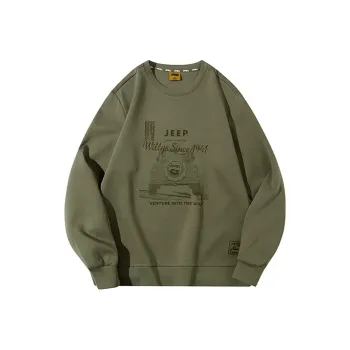 Jeep Print Crew Neck Sweatshirt Unisex Army Green