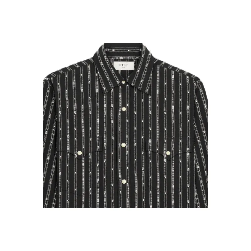 CELINE Western Shirt In Triomphe Striped Cotton-3