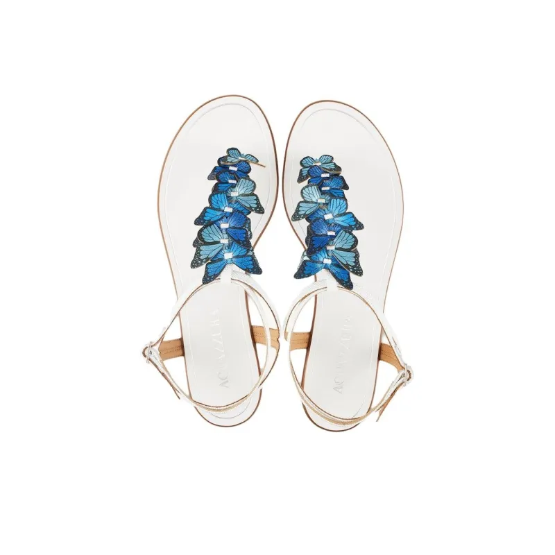 AQUAZZURA Papillon Strap Sandals Women's White-4
