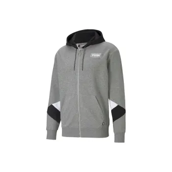 PUMA REBEL FZ HOODIE TR MEDIUM GRAY HEATHER Sweatshirt Men's Gray