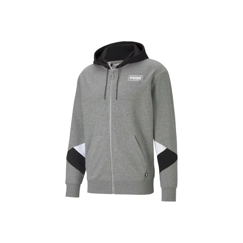 PUMA REBEL FZ HOODIE TR MEDIUM GRAY HEATHER Sweatshirt Men's Gray-0
