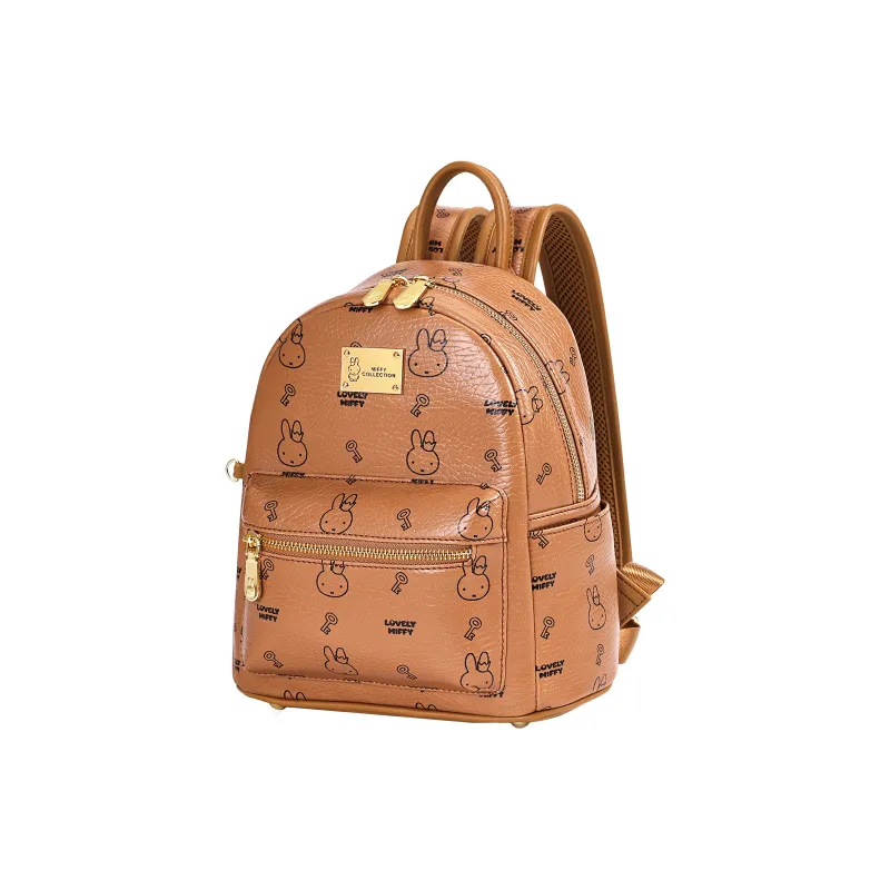 Miffy Synthetic Leather Backpack Women's Ecru/Pink/Brown-14