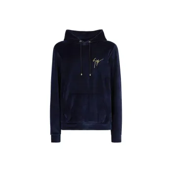 Giuseppe Zanotti Logo embroidered Velvet Hoodie