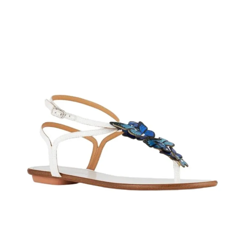 AQUAZZURA Papillon Strap Sandals Women's White-2